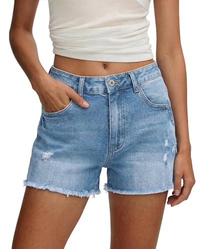 Image of CHICZONE Womens Mid-High Waisted Stretchy Denim Jean Shorts