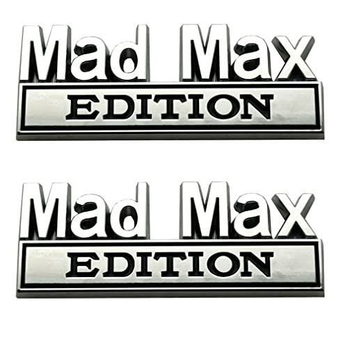 Image of Pair Metal Mad Max Edition Decal Emblems 3D Letters Badge Truck Adhesive Conservative Stickers, Funny Decals Adhesive Letters Fit for Vehicle, Truck, SUV, Door Decoration (Chrome)