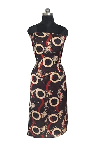 Image of Ethnics of Kutch Womens's Ajrakh Modal Silk Natural Dye Hand Block Print Unstitched Kurta Fabric