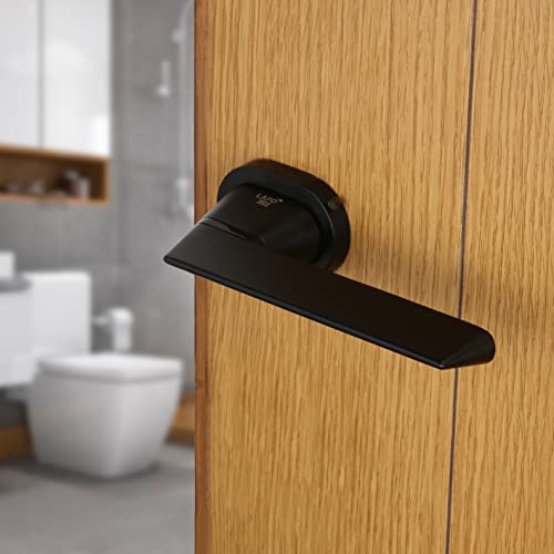 Image of LAPO Heavy Duty Mortise Door Lock Handle Set for Bathroom | Balcony and Storeroom | Weatherproof Door Lock for Bathroom with Brass Baby Latch and Handles(Black Finish Ro-156)