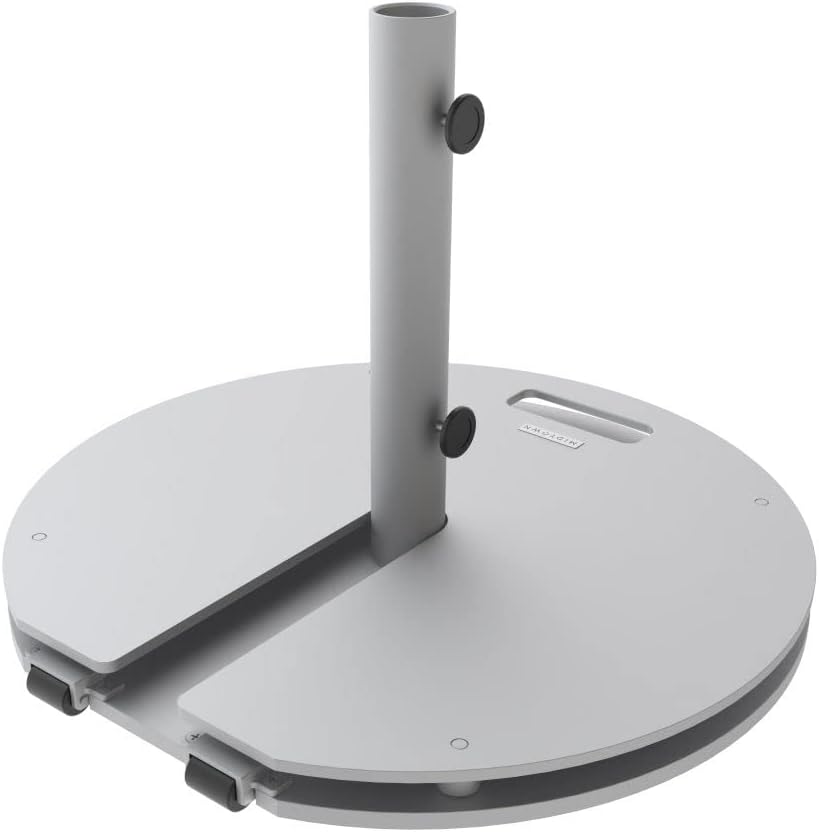 Midtown Umbrellas The Round 2 Base with Wheels 55lbs for Market and Tilt Patio Outdoor Umbrellas (Silver)