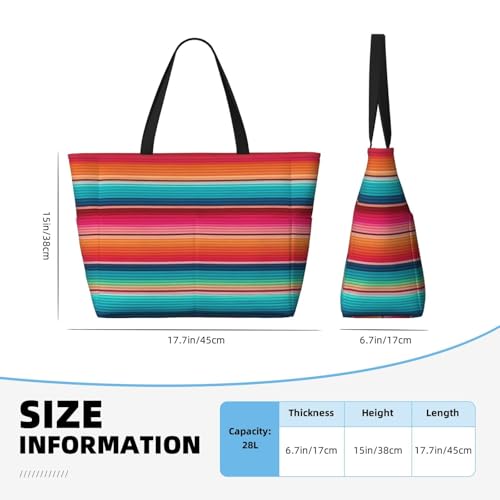 Colorful Mexican Serape Large Capacity Travel Bag Lightweight Shopping Handbag Beach Tote Bags Casual Work Bag4