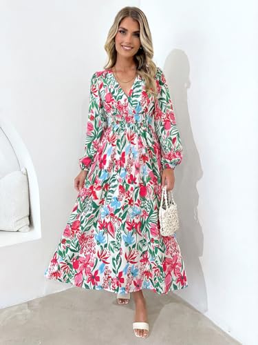 Image of Maxigerui Women's Long Sleeve Floral Maxi Dress 2026 Spring Summer Wedding Guest Dress