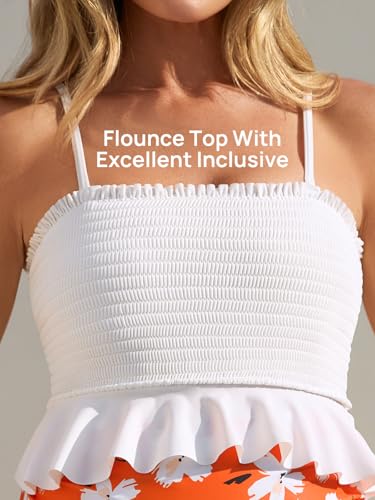 Image of Summer Mae Maternity High Waist Swimsuit Ruffle Hem Bikini Bathing Suit Shirred Bandeau Two Piece Pregnancy Swimwear