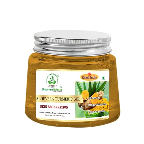 Image of Aloe Vera Face Massage Gel | Hydrating & Soothing Skin | For Glowing, Soft & Clear Skin | Reduces Sunburn, Acne & Redness (Turmeric Gel)