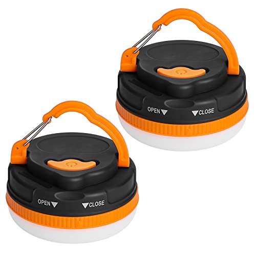 Yizhet Paquete de 2 linternas LED de camping, lámparas de camping, luz de camping con base magnética, 5 modos, luz portátil para tienda de campaña al aire libre para senderismo, pesca, camping (3