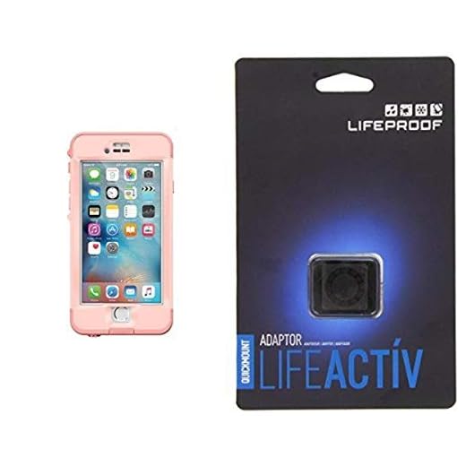 Lifeproof NÜÜD SERIES iPhone 6s Plus ONLY Waterproof Case (5.5" Version) - Retail Packaging - FIRST LIGHT (PINK JELLYFISH/CLEAR/SEASHELLS PINK) and Lifeproof LifeActiv Quickmount Adapter - Mount - Retail Packaging - Black Bundle
