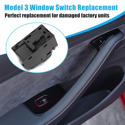 Image of Jaronx Compatible with Tesla Model 3 Window Switch 2017-2020 | Front Right Passenger side /Rear Door Power Window Control Switch Replace for 1081038-01-F, 1081038-01-E (Glossy Black)