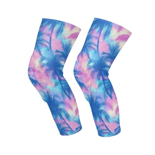 JUNZAN Tropical Palms Blue Basketball Knee Pads for Youth Kids Wrestling Knee Pads with Sleeves Sport Kneepads for Volleyball Football