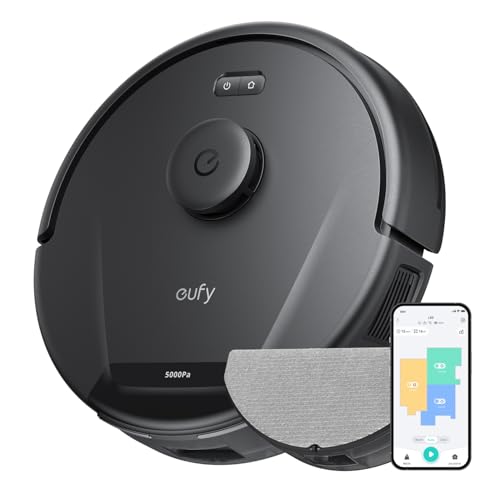 eufy L60 Saugroboter mit Wischfunktion, Ultra Starke 5.000Pa Saugkraft, iPath Laser-Navigation, für gründliche Bodenreinigung, ideal für Haare, Hartböden L60 Hybrid