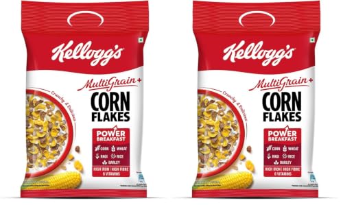 Image of Kellogg's Multigrain plus Corn Flakes 450 G | Power of 5 Grains | 6 Vitamins | High Iron | High Fibre | Crunchy & Delicious | Protein | Only 2% Fat | Breakfast Cereal (Pack of 2)