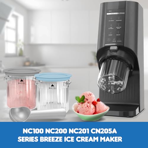 Image of Creami Breeze Pints and Lids for Ninja, 16oz Creamer Cups Storage Containers Holder Can Canisters Replacement Accessories for NC100 NC200 NC201 CN205A Ice Cream Maker Airtight BPA-Free Dishwasher Safe