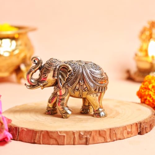 Image of The Spiritual Living Elephant Statue for Good Luck | 2.5 Inch | Elephant Idol | Home Decor | Pital Ka Hathi | Statue | Brass Elephant | Small Elephants for Decoration