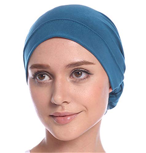 Hzux Casual Turbans For Women Muslim Hijab Wrap Head Scarf Headwear Head Scaves Chemo Cancer Hats Light Blue #TOP9