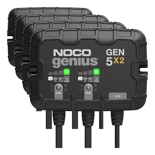 Image of NOCO Genius GEN5X2: 2-Bank, 10A Onboard Battery Charger - 5A Per Bank, 12V Waterproof Marine Charger with Overcharge Protection,Temperature Compensation, for Lead-Acid & Lithium Batteries (Pack of 4)