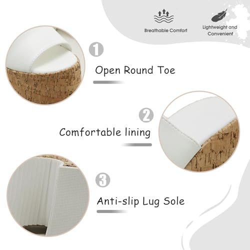 Women's Cork Platform Open Round Toe High Chunky Heel Mules Sandals Sexy Backless Comfortable Slip On Non-slip Dress Summer High Heel Sandals fot Party Dance Wedding Shoes3