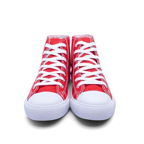 Image of Women's High-Top Canvas Sneakers - Classic Lace-Up Casual Shoes with Extra Shoelaces - Comfortable, Stylish, and Durable