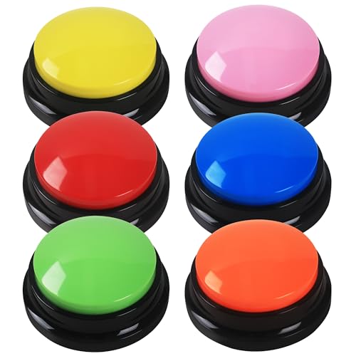 DUBUOZA 6 Stück Buzzer mit Aufnahmefunktion,Haustier Talking Training Antwort Buzzer 30 Sekunden Aufnahme,Hund Intelligenzspielzeug Geeignet für die...