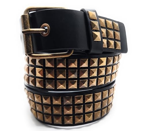 Brass on Black Pyramid Studded Belt Trim-to-Fit Punk2