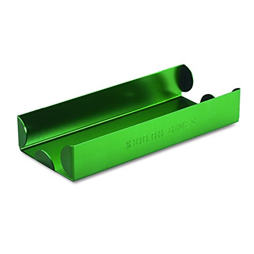 MMF Industries Rolled Coin Aluminum Tray with Denomination and Quantity Etched on Side, Green (211011002)