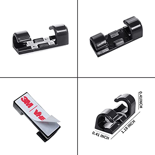 Organizador de cables con clips autoadhesivos, paquete de 20 (Negro, 0.27 pulg) miniatura 2