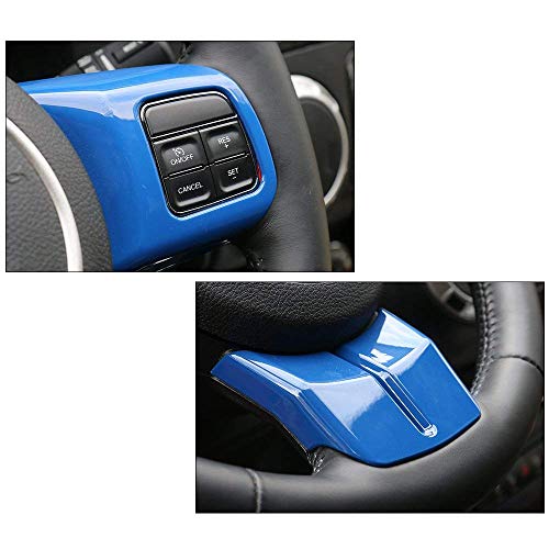 Jecar Blue Interior Steering Wheel Decoration Trim Kits For Jeep Wrangler 2011-2017 Jk Unlimited Patriot Compass & Grand Cherokee 2011-2013 #TOP3