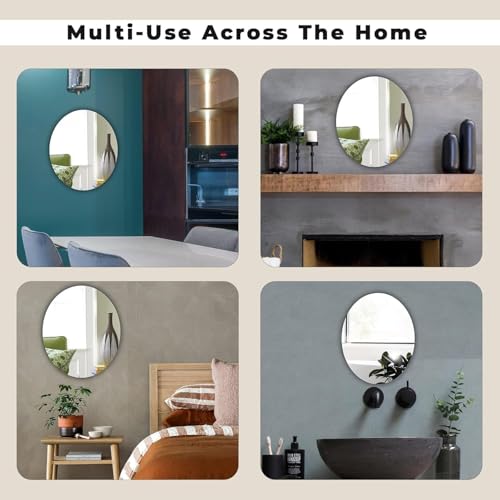 Image of PANCA Oval Adhesive Wall Mirror Sticker 21x31 cm | Unbreakable Flexible Plastic Mirror for Bathroom & Bedroom | Lightweight Wash Basin Mirror for Tiles & Home Decor
