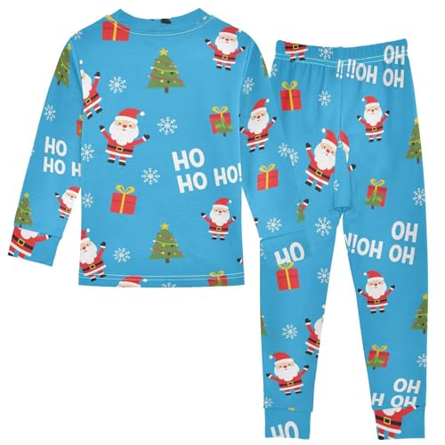 Pajama Sets Long Sleeve Christmas Tree Santas Pattern Soft Comfy Sleepwear 2 Piece PJS 3-8T3