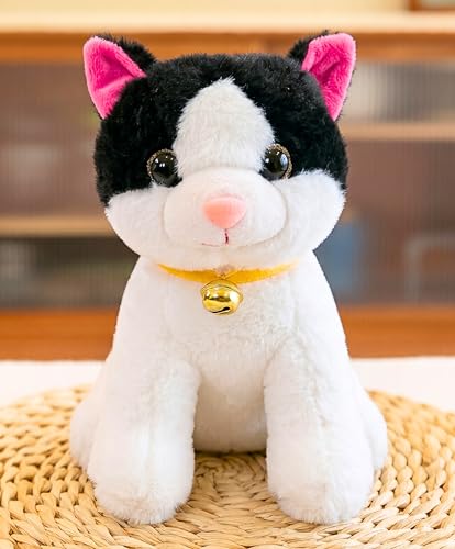 Image of Tickles Cute Sitting Cat Soft Stuffed Plush Animal Toy for Kids Boys & Girls Birthday Gift (Size: 30 cm Color: Black & White)