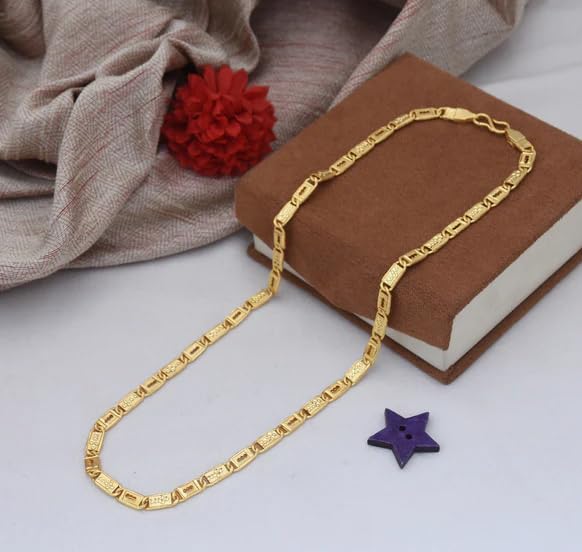 One gram Stylish Golden Neck woman and men Chain “24” Inches Gold-plated Chain_D700-picture-35