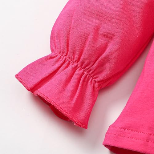 Image of 12M-14Y Toddler Baby Girls Peter Pan Collar Blouse Kids Girl Solid Color Puff Sleeve T-Shirts Casual Tee Tops