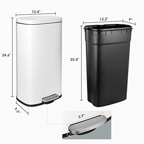 Caneca de Basura de Acero Inoxidable con Tapa y Cubeta Interior, 8 Gal miniatura 6