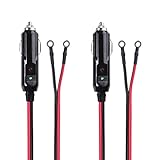Cable Matters 2-Pack 12V Cigarette Lighter Plug Socket Power Inverter Cord with Eyelet Terminals and 15A Fuse - 15 Feet