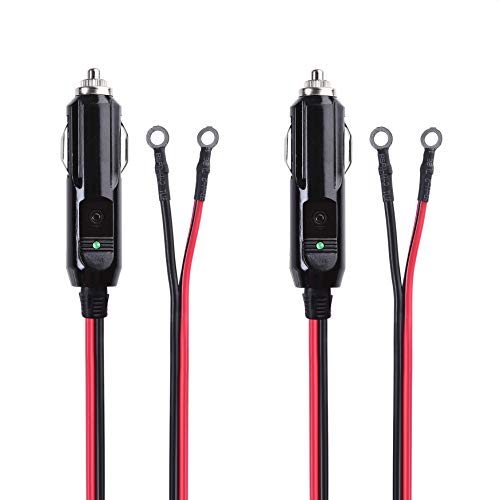 Cable Matters 2-Pack 12V Car Power Inverter Cord 15 ft with Eyelet Terminals and 15A Fuse