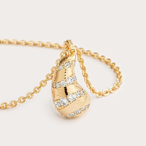 Fettero Dainty Gold Necklace for Women, 14K Gold Plated Pendant Necklace Cubic Zirconia Charm Necklaces for Women Jewelry Gift