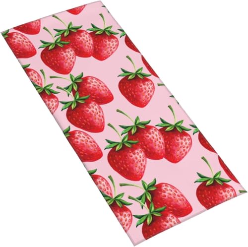 フェイスタオル 手描き いちご マイクロファイバー タオル 柔らか 肌に優しい 肌触りが良い ふわふわ 髪に優しい 通気 かわいい 抗菌防臭加工 瞬間吸水 速乾 耐久性 薄手 毛羽落ち少ない 業務用タオル