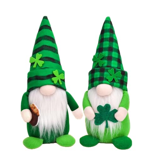 St Patricks Day Gnomes Decorations Gnomes Plush Lucky Green Shamrock Home Table Decor Ornaments for Irish(2-Pack,M)