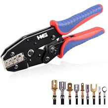 HKS Crimping Tool For Non-Insulated Open Barrel Terminals & Receptacles - Ratcheting Wire Crimpers - AWG 20-10 0.5-6mm2 U-Shaped- Ratchet Terminal Crimper - Electrical Crimping Tool