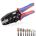 HKS Crimping Tool for Non-Insulated Open Barrel Terminals & Receptacles - Ratcheting Wire Crimpers - AWG 20-10 (0.5-6mm²) U-Shaped- Ratchet Terminal Crimper - Electrical Crimping Tool