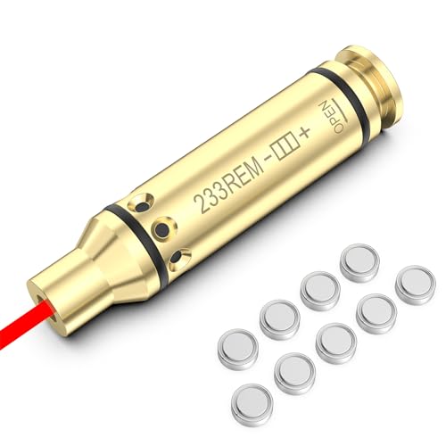 Tipfun 223 5.56mm Bore Sight 223 Bore Sighter Red Dot Boresighter Laser Sight with Batteries
