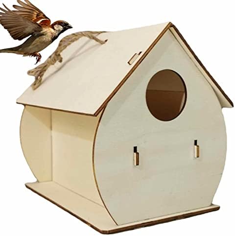 Casetta Per Uccelli In Legno Naturale - Rifugio Per Nidificazione Da Appendere In Giardino O Balcone - Foto 11