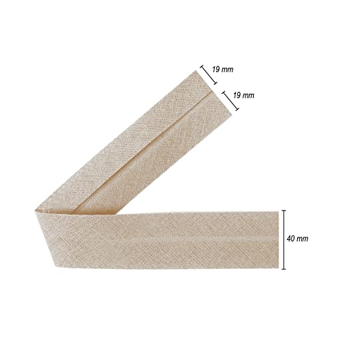 TEXTEX = 40mm Wide Bias Binding Tape. 50% Cotton and 50% Polyester. 10m Piece - (Beige) - Image 3