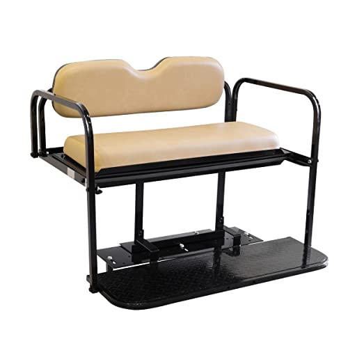 Buggies Unlimited EZGO TXT Golf Cart Rear Flip Seat Kit with Steel Frame | Compatible with 1995-2023 EZGO TXT/Valor/Freedom / T48 (Tan)
