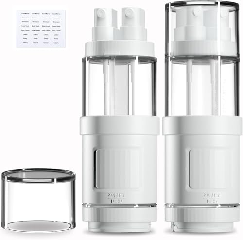 Image of Lyrovo 4-in-1 Travel Essential Kit Spray Bottles & Pump Bottles Dispenser, Travel Containers for Toiletries, Refillable Travel Accessories for Cream Toners Lotion (White)