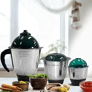 REGOLITH ENTERPRISES Stainless Steel Kitchen Appliances With Rust Free Razor Sharp Blades For Easy Grinding & Mixing, 1 Liquidizing jar, 1 Dry & Wet Grinding Jar & 1 Chutney jar