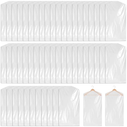 60 unidades bolsas transparentes para ropa: 60 x 110 cm funda antipolvo para ropa para traje, bolsas de ropa colgantes, bolsas de limpieza en seco para trajes, chaquetas, camisas