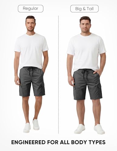 Image of JMIERR Mens Casual Cotton Twill Cargo Shorts Drawstring Classic Chino Stretch Short with 6 Pockets