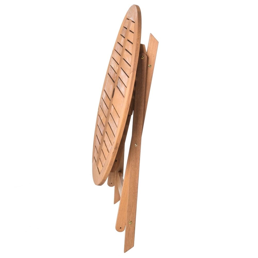 LOLAhome Mesa de jardín Resistente y Plegable Redonda de Ø 90x76 cm, para 2-4 Personas | De Madera natual sostenible de Acacia con FSC | para Exterior, jardín, terraza, balcón o Piscina | Kate