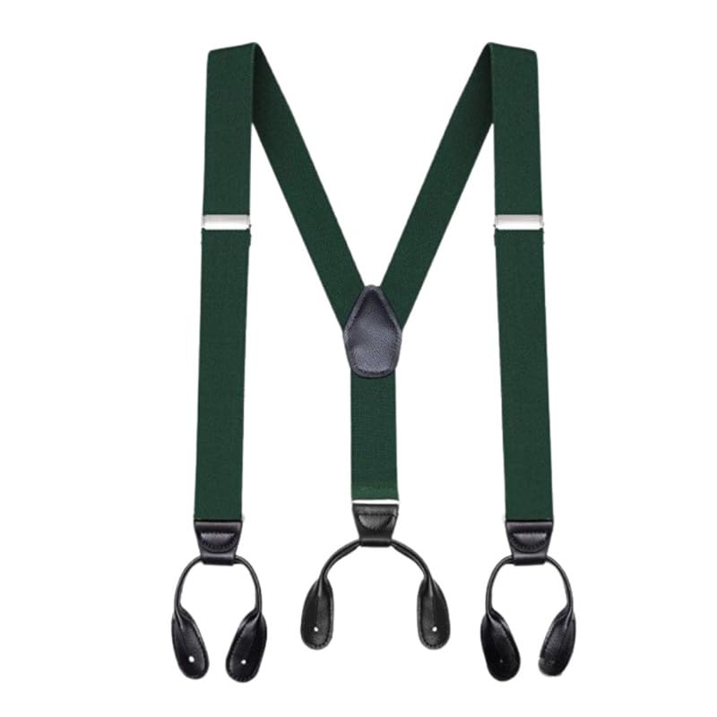 Men's 6 Clip Button Suspenders Adjustable Elastic Braces for Trousers and Pants