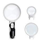 Lupa de Mano 2.5X/ 5X /16X TIMESETL Lupa de Lectura con LED Lupa Portátil con Luces Lupa de Alta Potencia Lupa de Lectura Lupa para Personas Mayores, Relojero, Manualidades, Monedas, Sellos